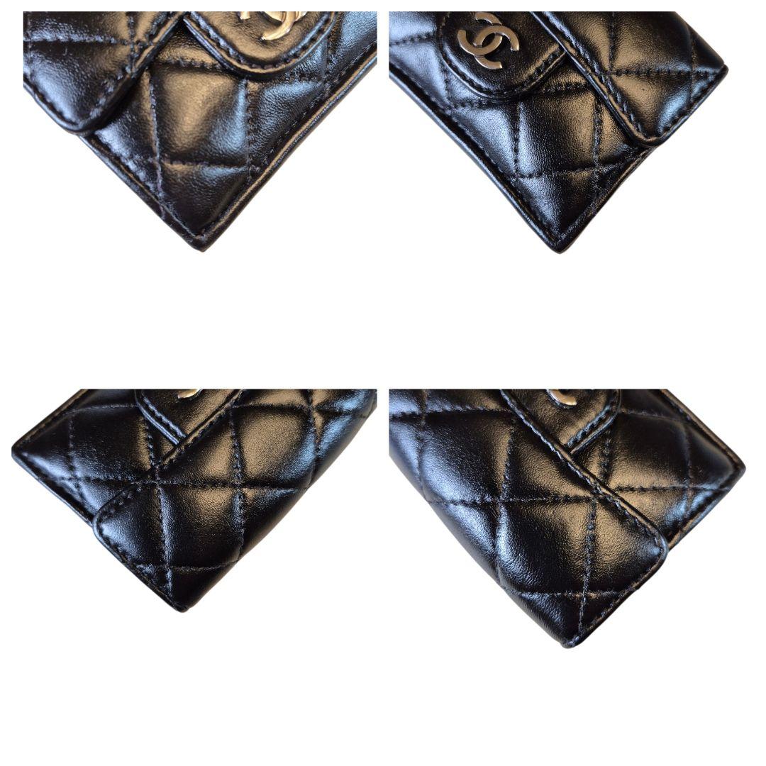 CHANEL　シャネル　マトラッセ　シルバー金具　三つ折り財布