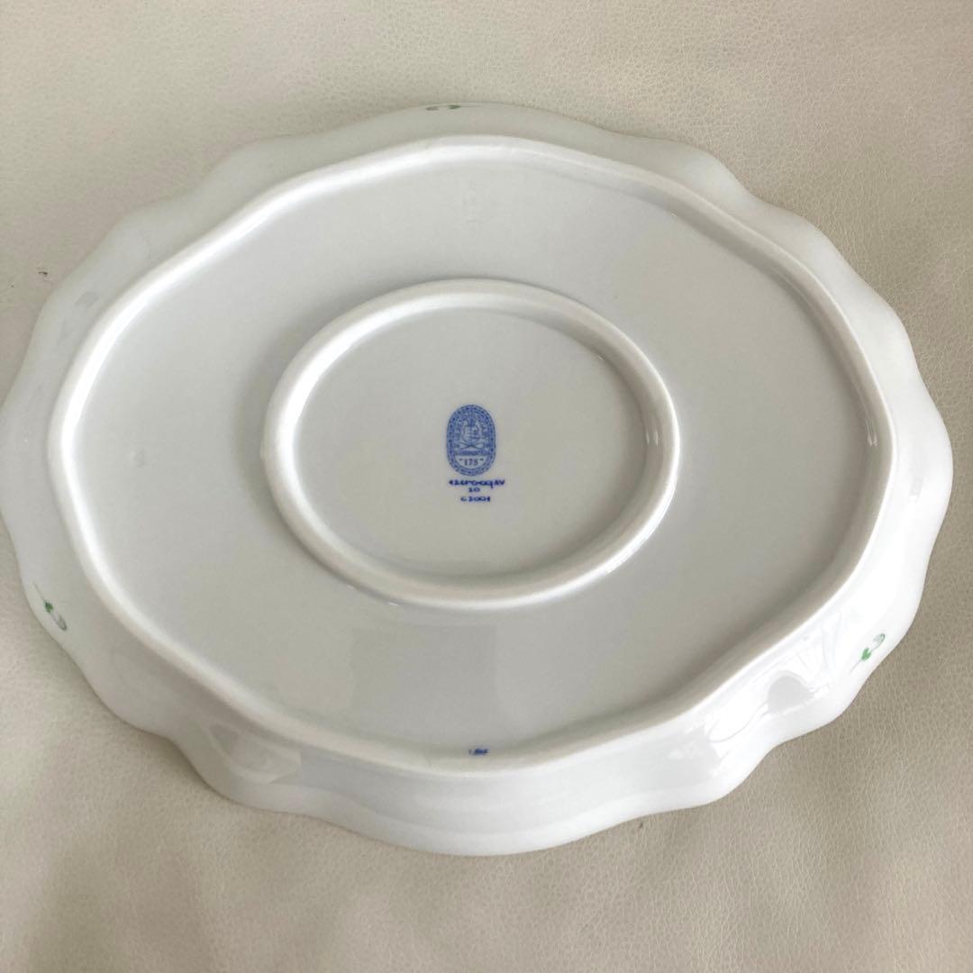 【新品】HEREND ヘレンド アポニー グリーン オーバルプレート　希少