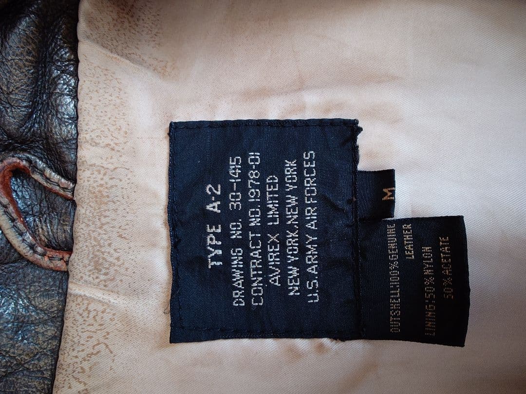 80s【AVIREX】A-2 Mサイズ Lサイズ相当 アヴィレックス