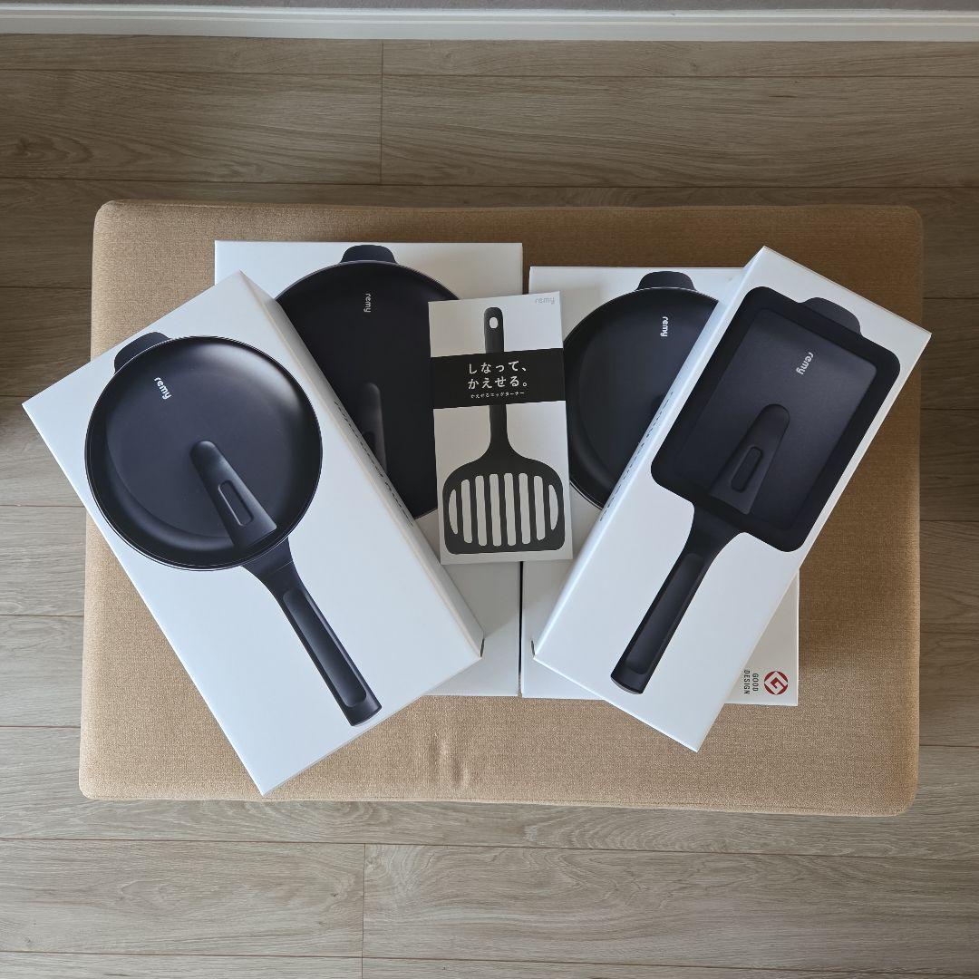 新品未開封 レミパン3点&エッグ&蓋&ターナー レッド セット