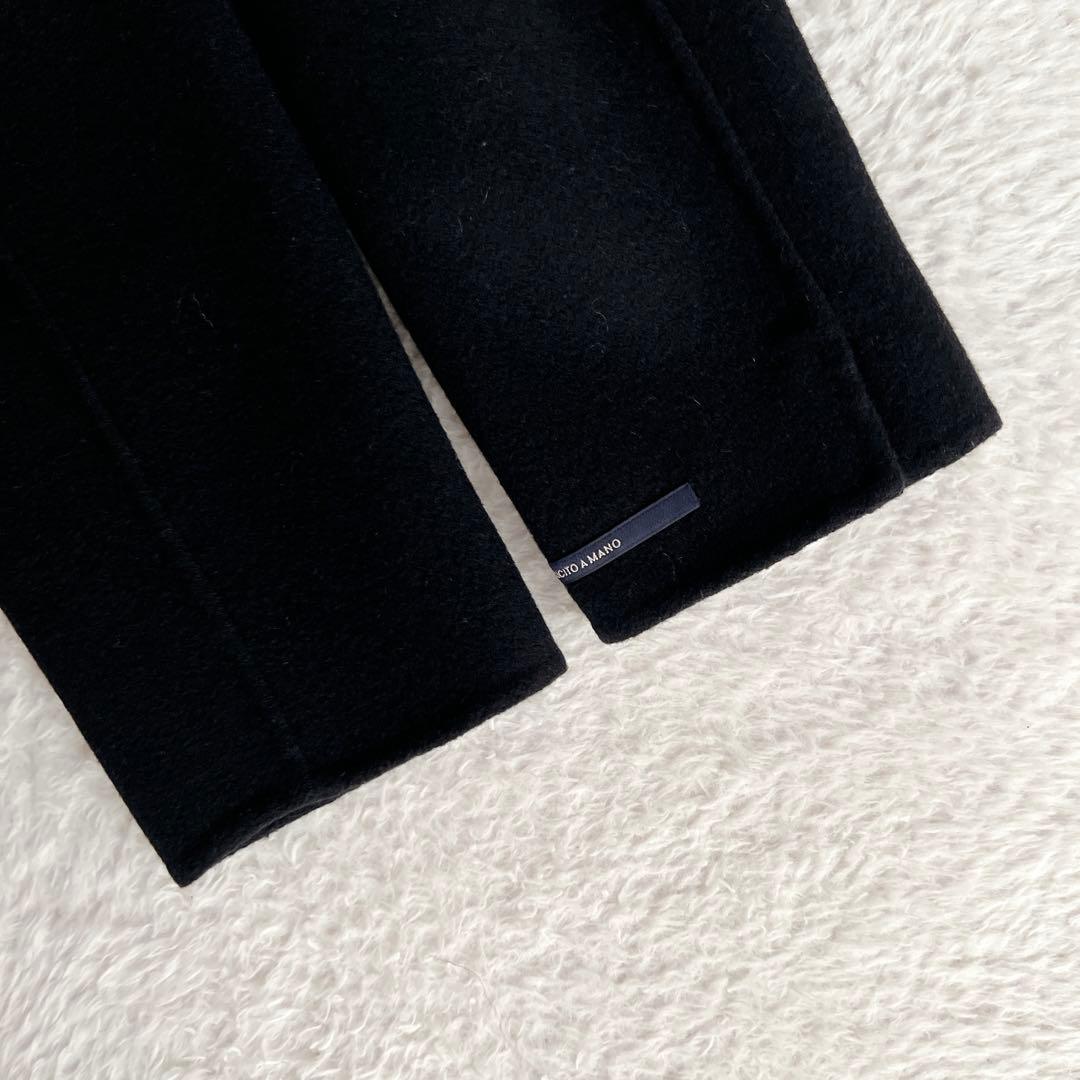 極美品✨マックスマーラ クチートアマーノ ダブルブレスト リバーコート 黒 42