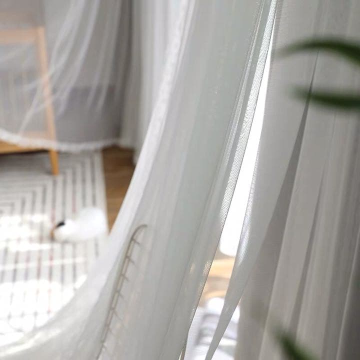 新品　カーテン　レース付き　グレー　二重　即発送　２枚組　遮光