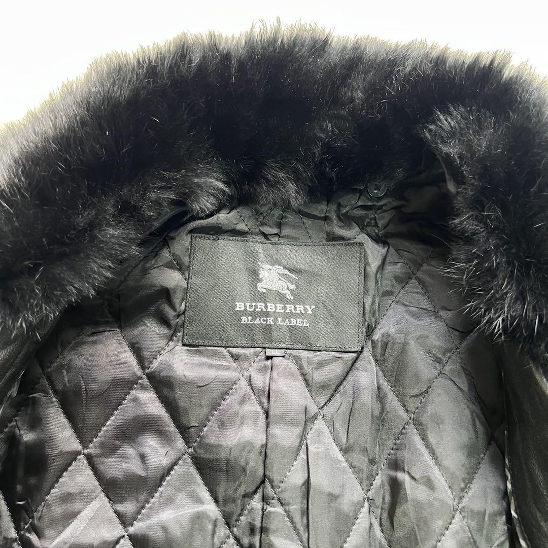 希少LLサイズ　バーバリーブラックレーベル　レザーコート　キルティング　黒