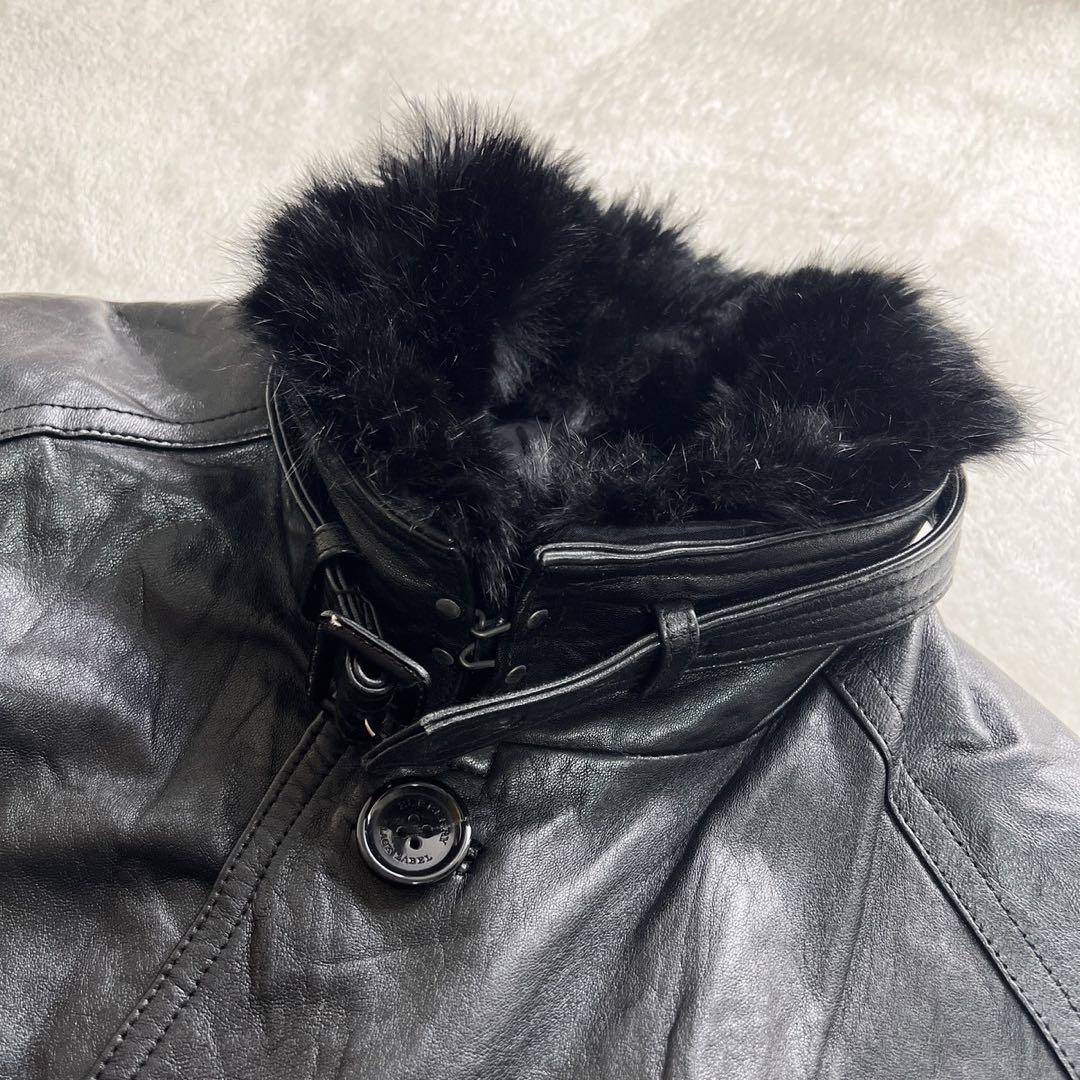 希少LLサイズ　バーバリーブラックレーベル　レザーコート　キルティング　黒