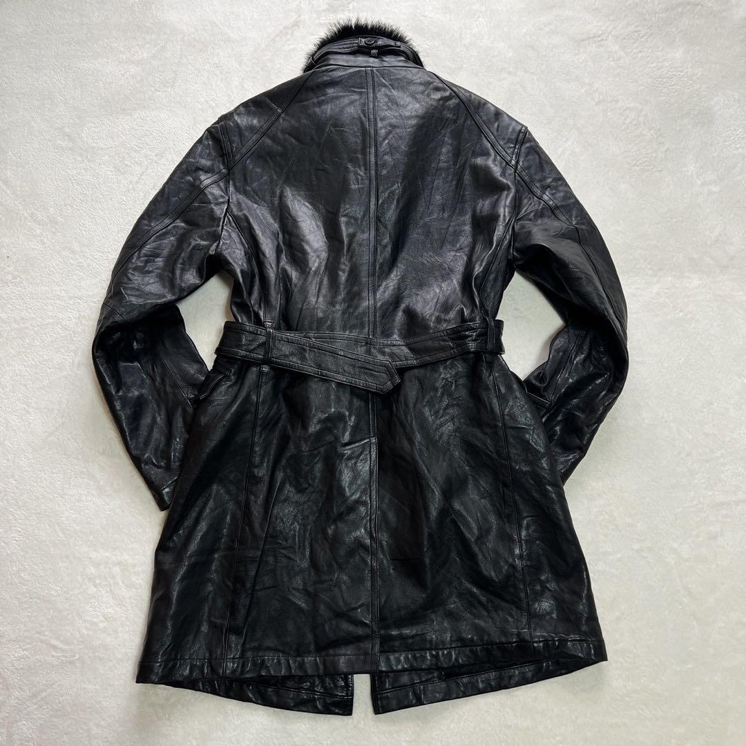 希少LLサイズ　バーバリーブラックレーベル　レザーコート　キルティング　黒