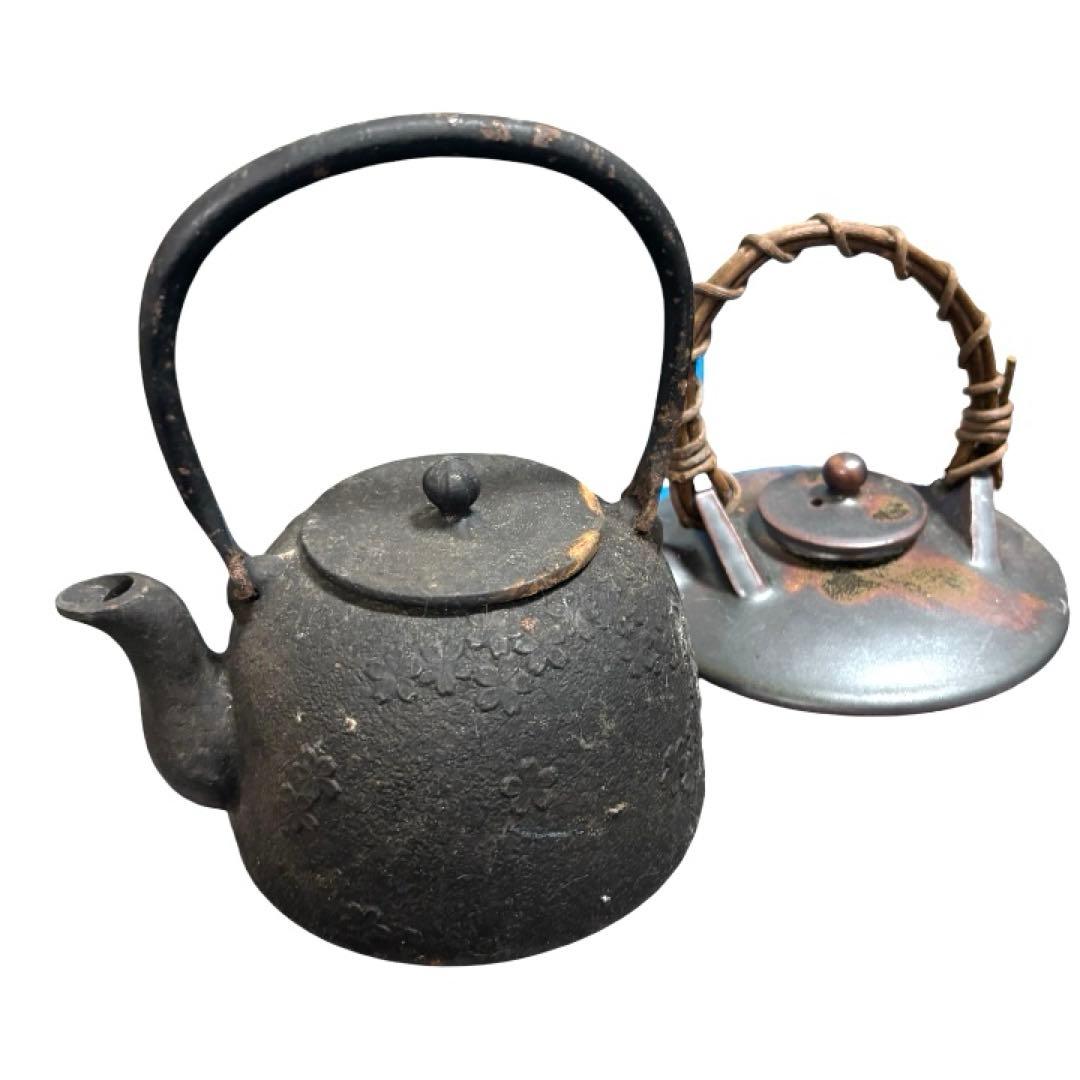 煎茶道具　南部鉄器　桜文　鉄瓶　2個セット