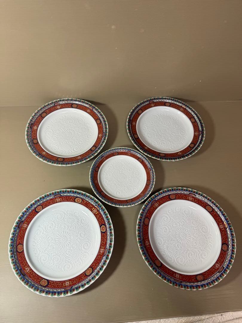 2813 林九郎窯　24cmの中皿4客　18cmの中皿1客　未使用