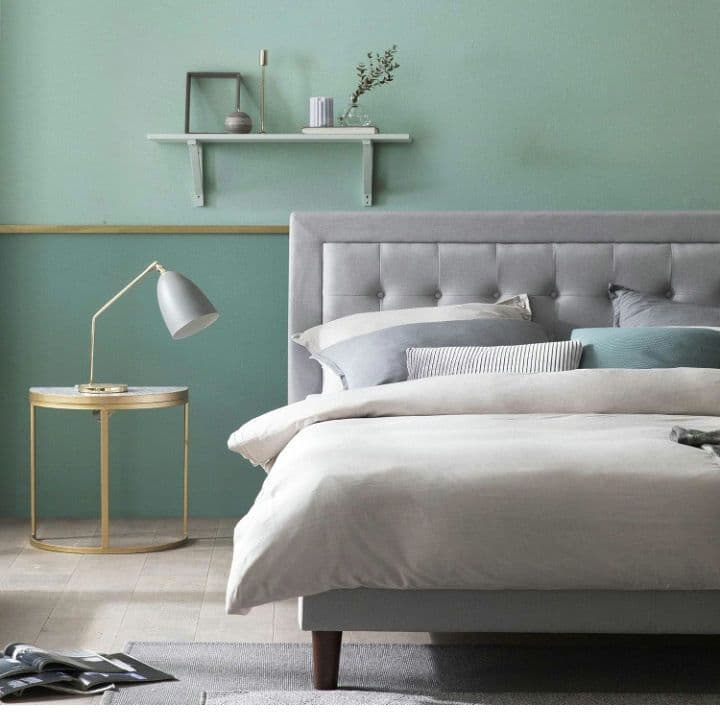 KS1 ZINUS 布張り ベッドフレーム シングル グレー 木製 すのこ