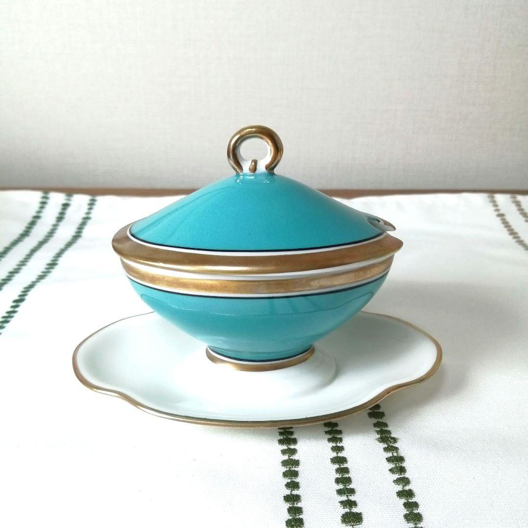 リチャードジノリ　コンテッサターコイズ　インペロブルーマスタードポット　調味料入