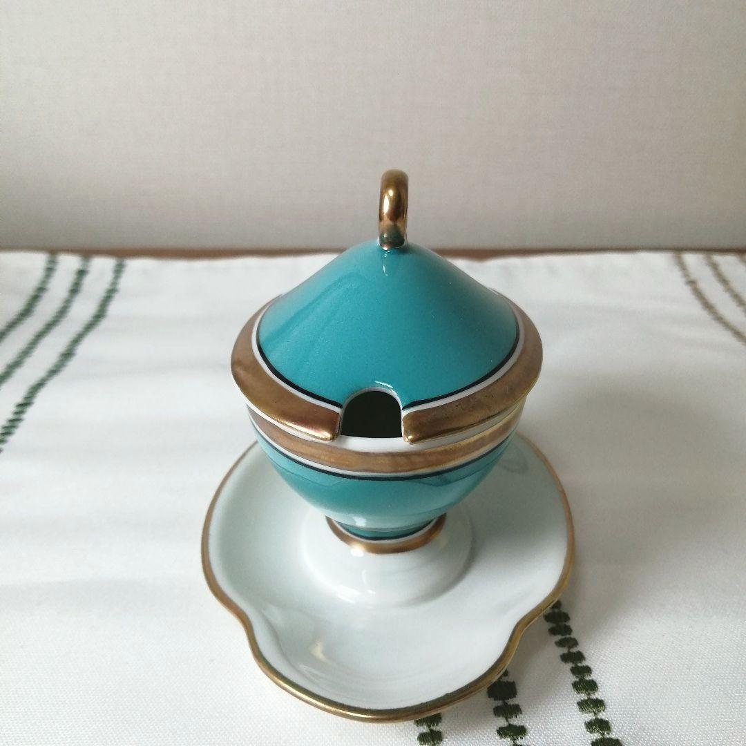 リチャードジノリ　コンテッサターコイズ　インペロブルーマスタードポット　調味料入