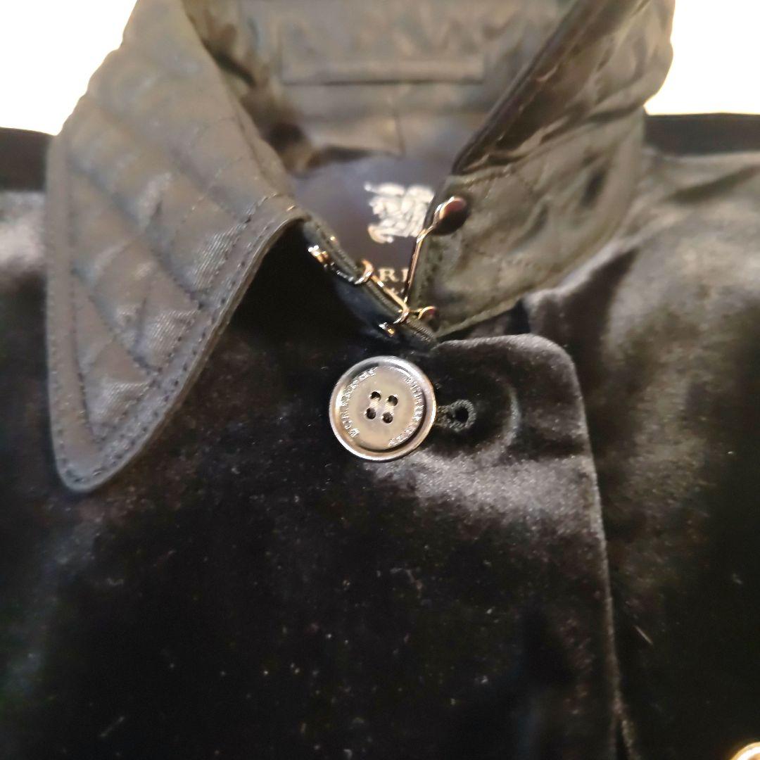 希少 極美品 BURBERRY シルクベルベット ロングコート 黒