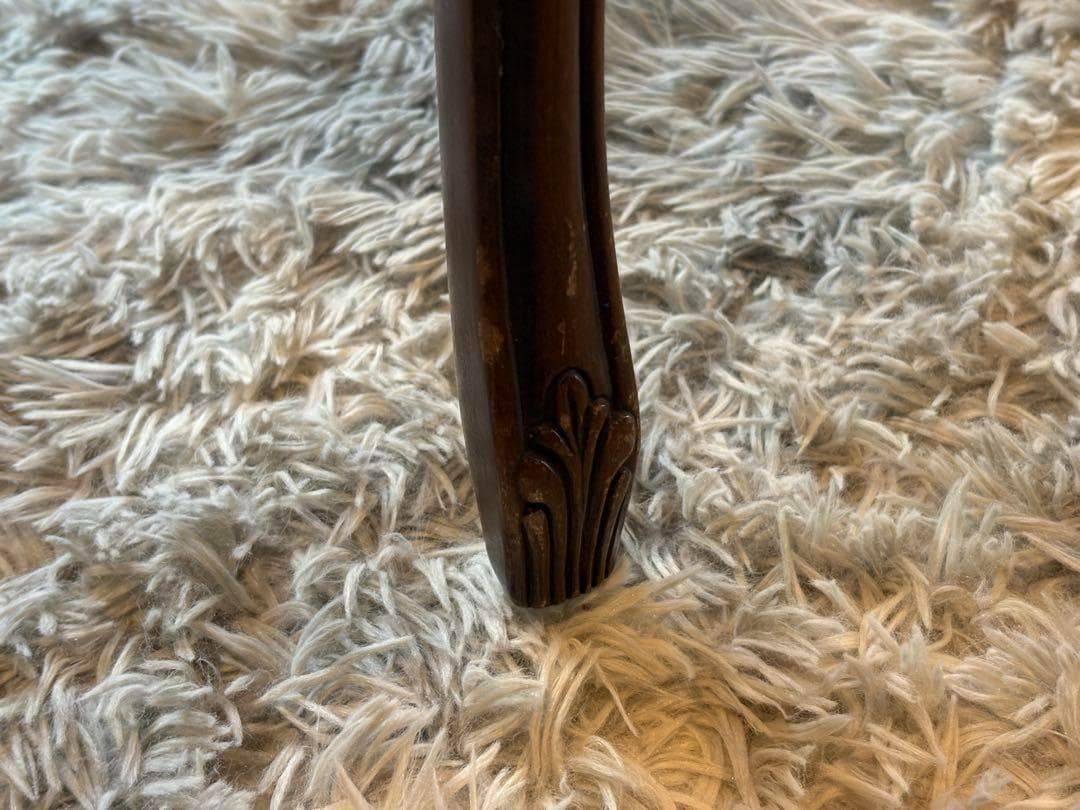 希少　猫脚　クラシック　アンティークチェア　木彫り　レッドボタンダウン　SZ