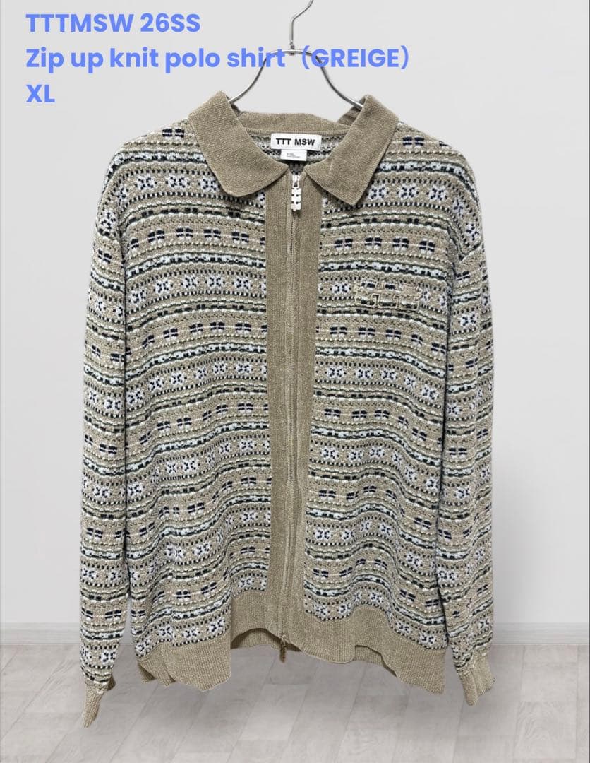 TTTMSW 26SS Zip up knit polo （GREIGE） XL