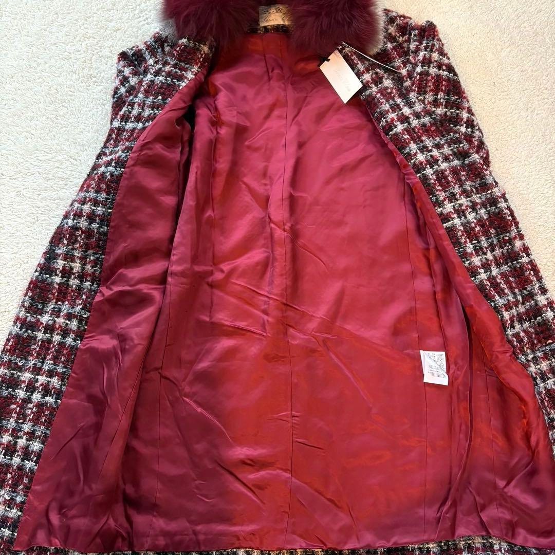 新品✨グレースクラス　2wayフォックスファー付ツイードコート　定価約10万円