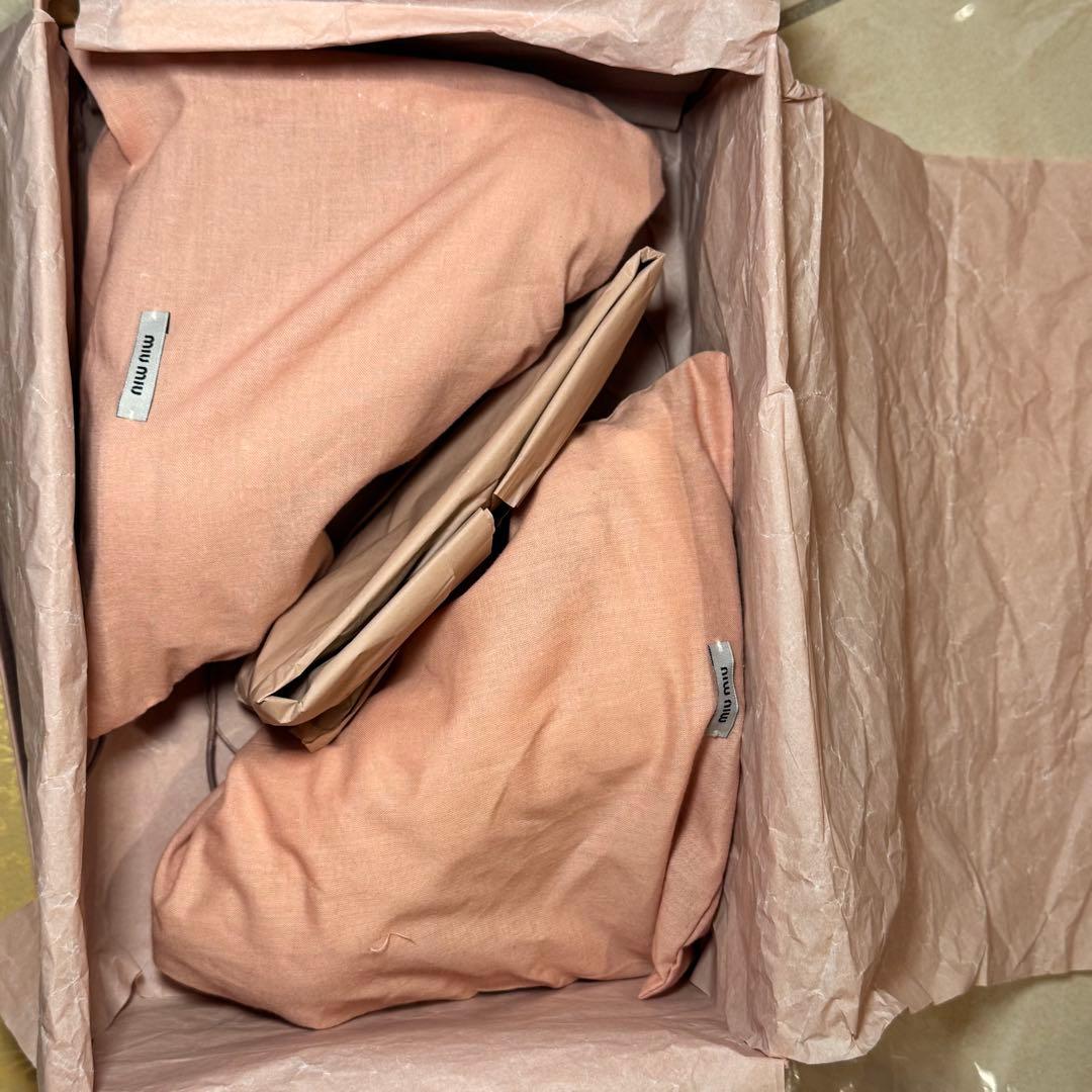 miumiu シルクサテン 37 23.5〜24ビジューオープントゥハイヒール