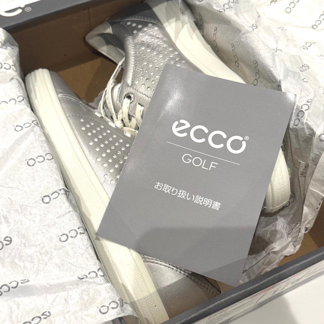 ゴルフシューズECCO CASUAL HYBRIDシルバーレディース23.5㎝