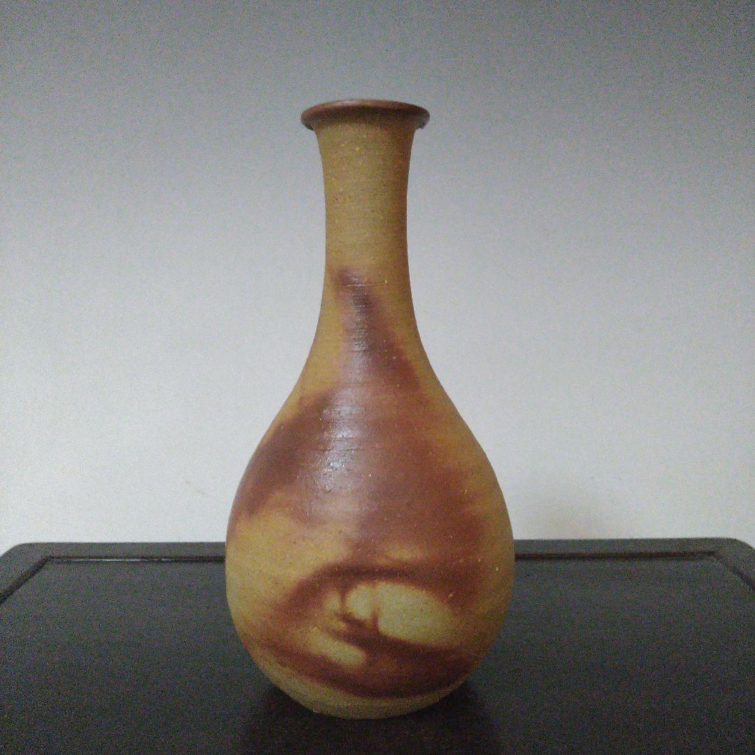 NO620 備前焼　花瓶　火襷　陶印アリ