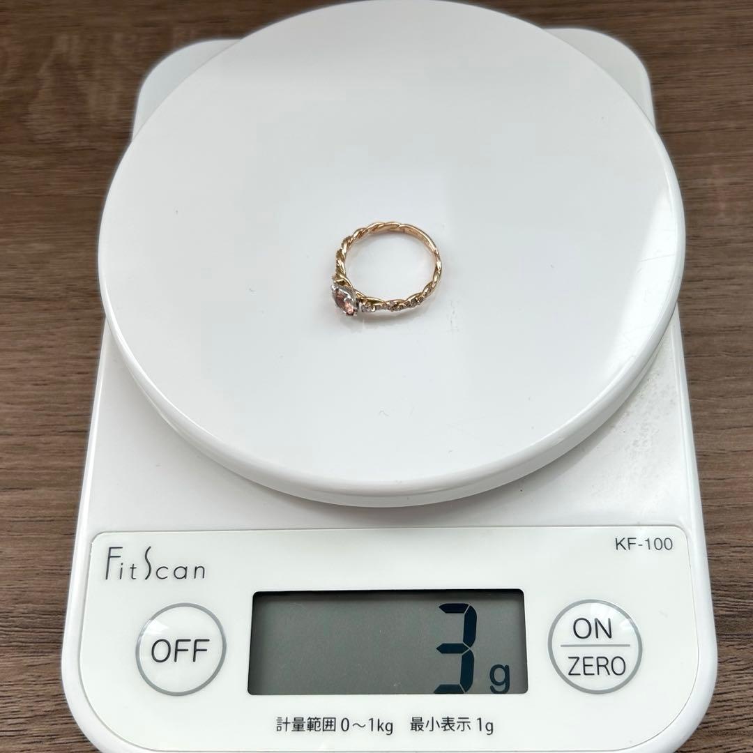 インペリアルトパーズ ダイヤモンド　プラチナ K18 コンビリング