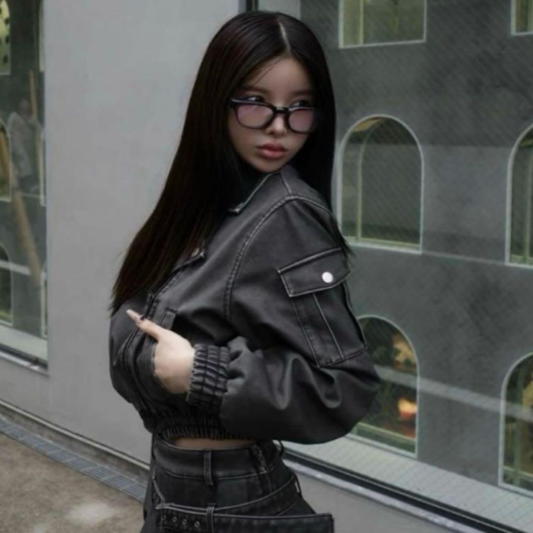 00s 美品 ダーリッチ アンティークレザー ライダースジャケット 短丈 Y2K