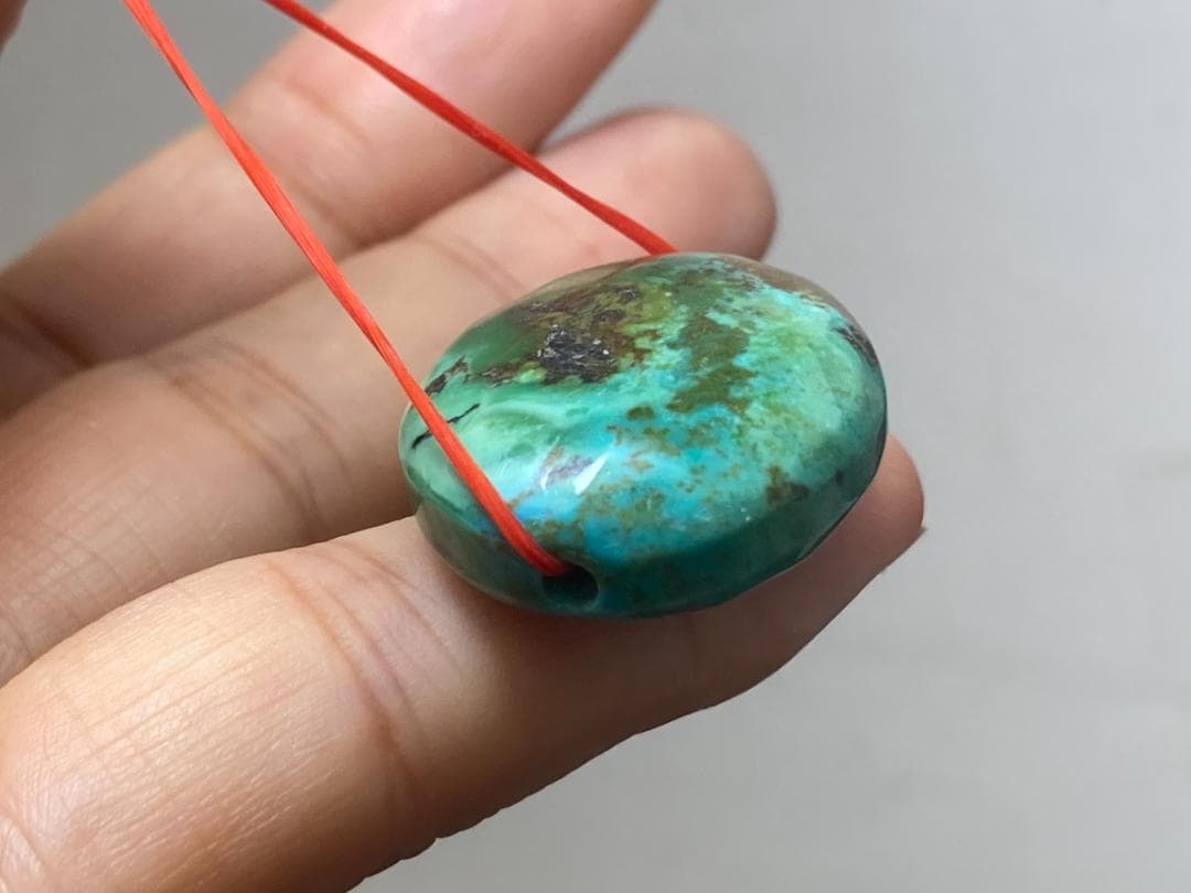 TK69 大粒 通穴 天然 ターコイズ トルコ石 ルース ネックレス ペンダント