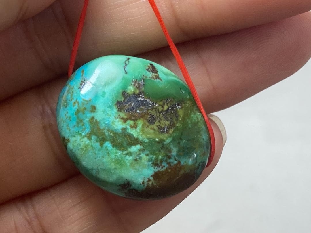 TK69 大粒 通穴 天然 ターコイズ トルコ石 ルース ネックレス ペンダント