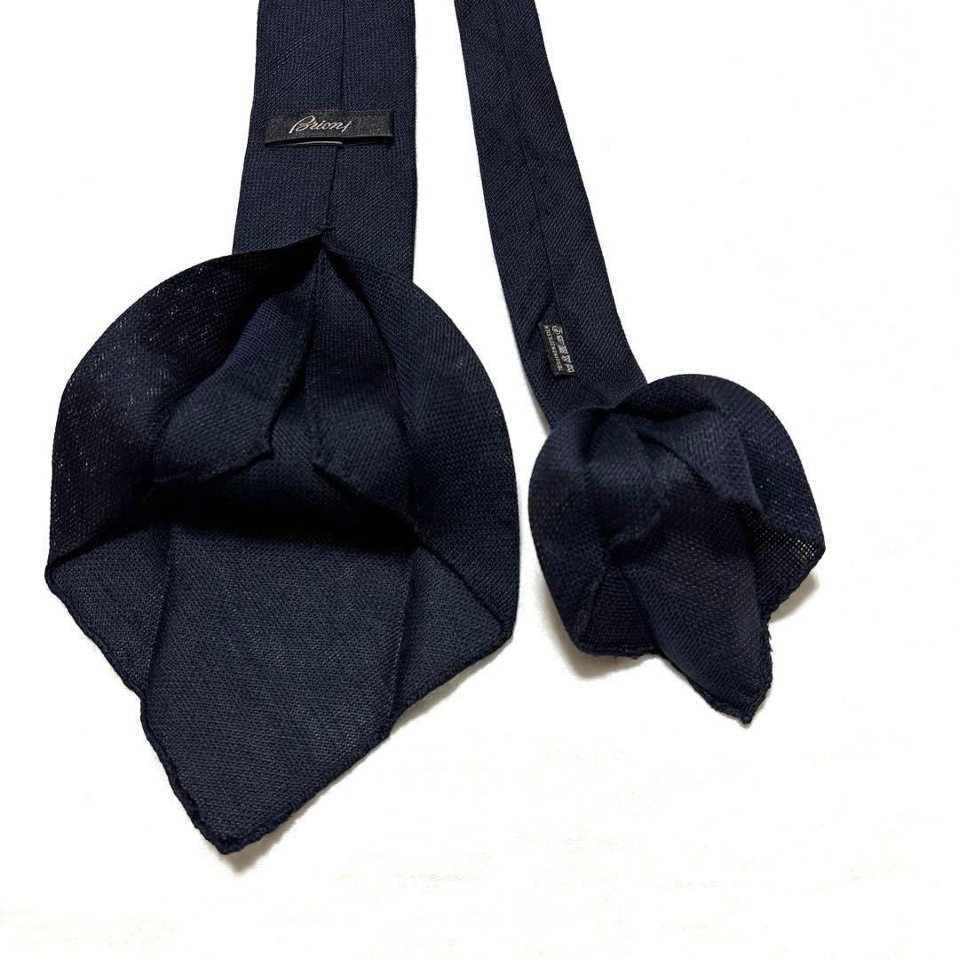 Brioni ブリオーニ　ネクタイ　セッテピエゲ　紺　無地　スフォデラート　美品
