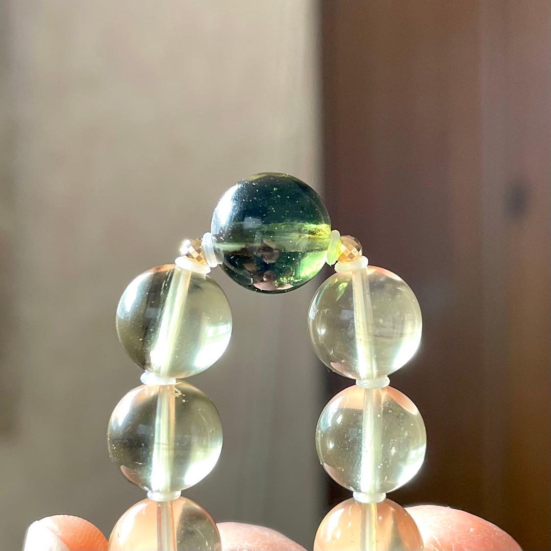 高品質 大玉 モルダバイト 鑑別書 リビアングラス ブレスレット K18