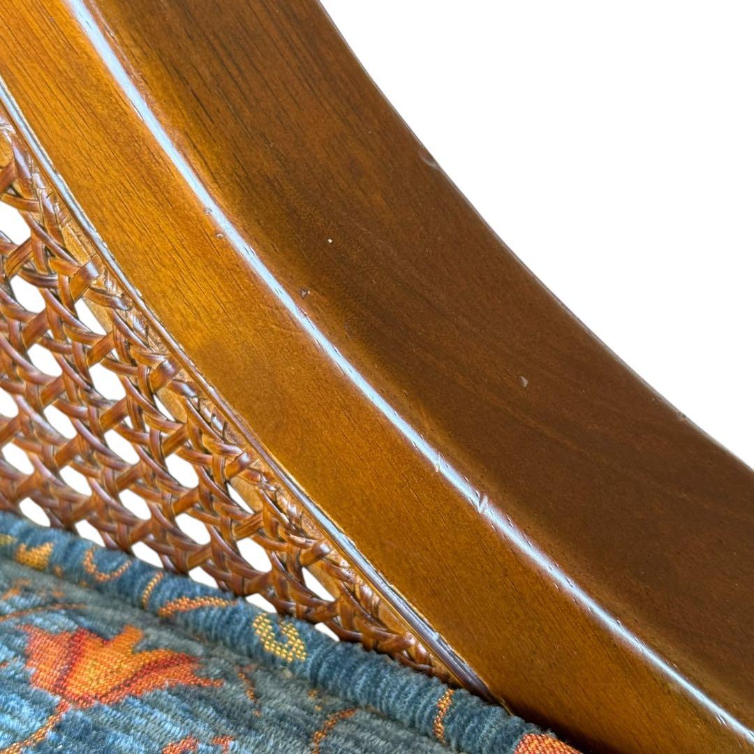 KZ032 【廃盤】三越ブルージュ　カントリーハウス　籐　1Pソファ　小花柄