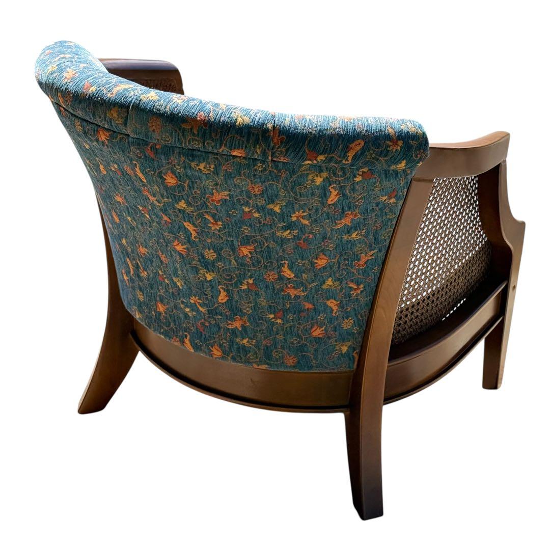 KZ032 【廃盤】三越ブルージュ　カントリーハウス　籐　1Pソファ　小花柄