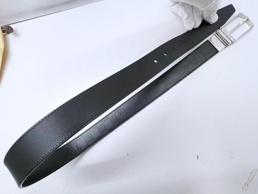 使用感なし　ヴィトン　ダミエアンフィニ　サンチュール　リバーシブル　ベルト　90