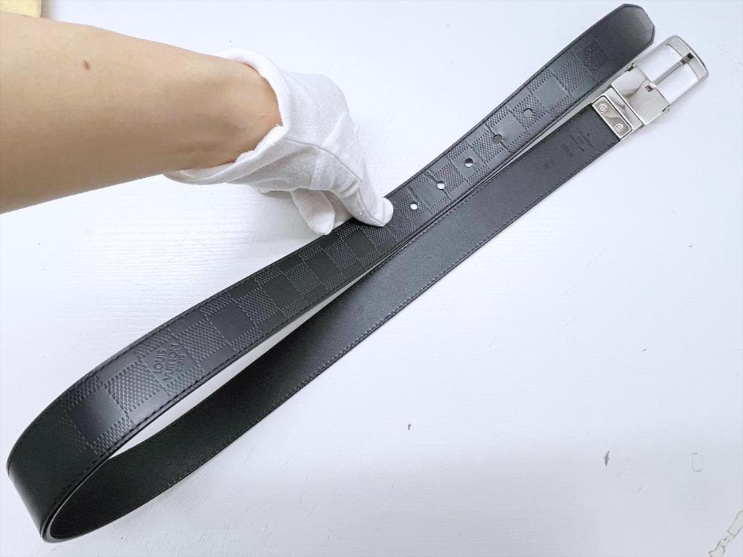 使用感なし　ヴィトン　ダミエアンフィニ　サンチュール　リバーシブル　ベルト　90