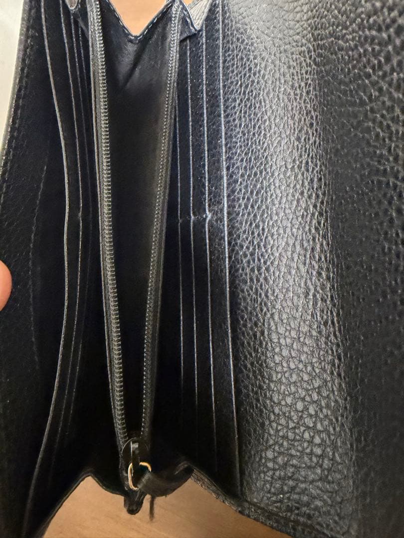 グッチ GGマーモント ブラック テクスチャードレザー コンチネンタルウォレット