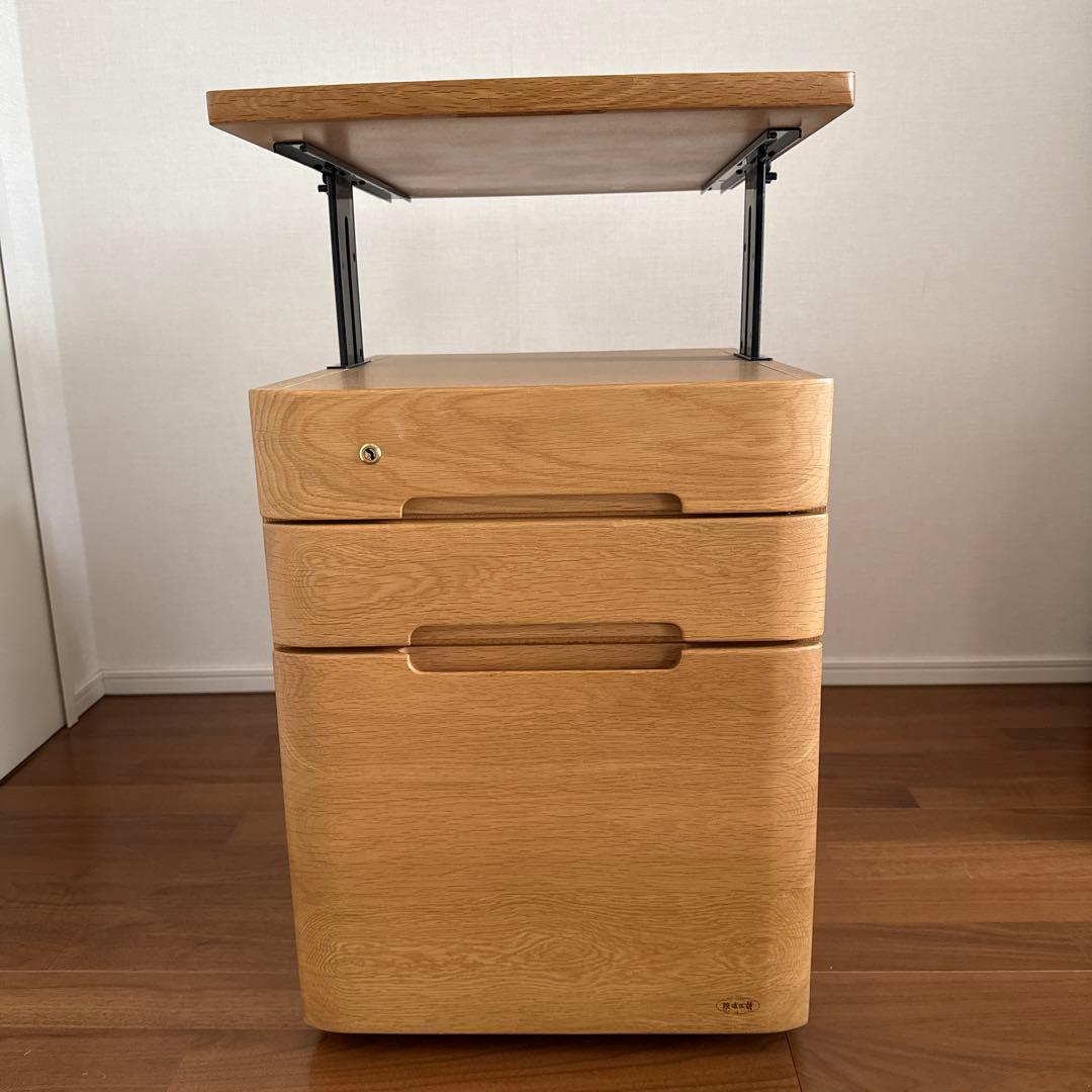 浜本工芸　②天板が昇降するワゴン(学習机４点セット)