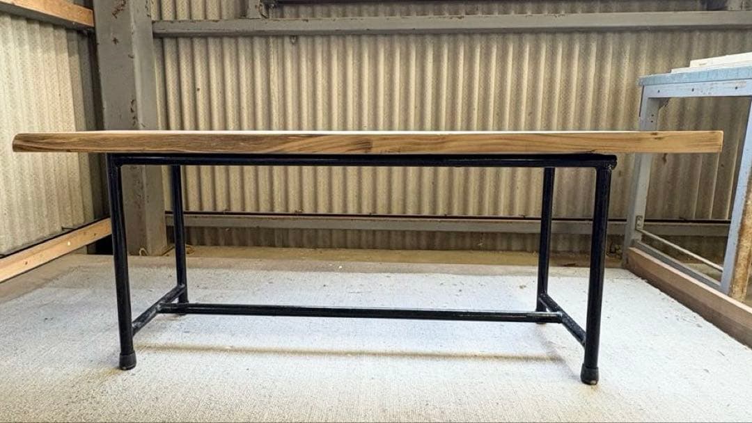 杉の古材×アイアン脚ベンチ｜無塗装・リメイク家具 古道具 リビングに　1点もの