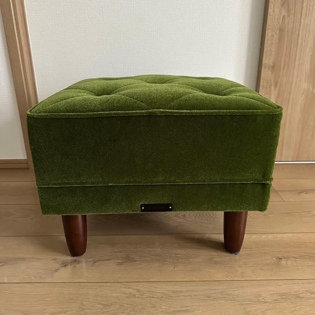 美品 カリモク60 オットマン モケットグリーン スツール