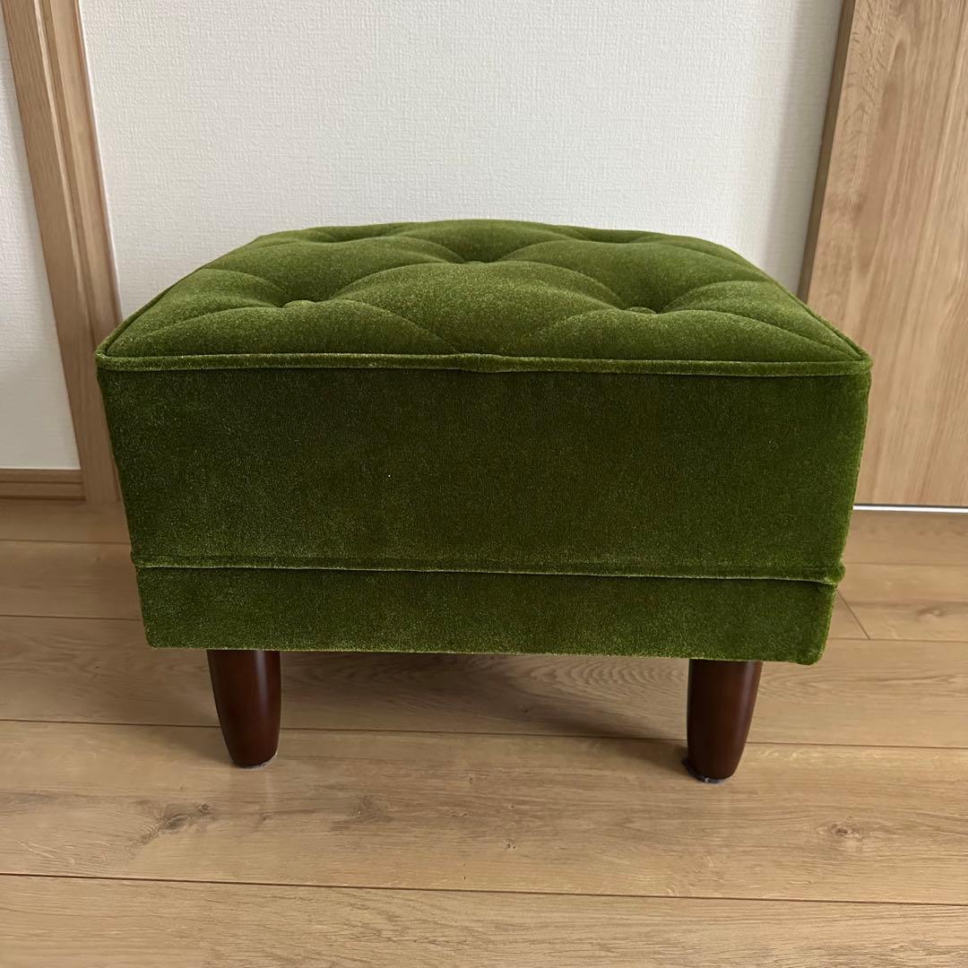 美品 カリモク60 オットマン モケットグリーン スツール