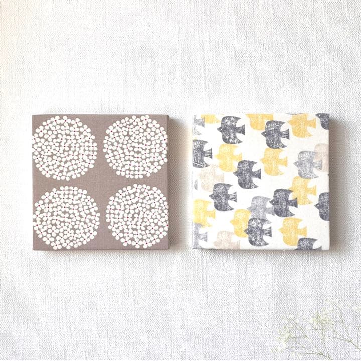 【在庫わずか】北欧 * ファブリックパネル サークルフラワー × 鳥の群れ