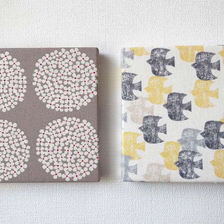 【在庫わずか】北欧 * ファブリックパネル サークルフラワー × 鳥の群れ