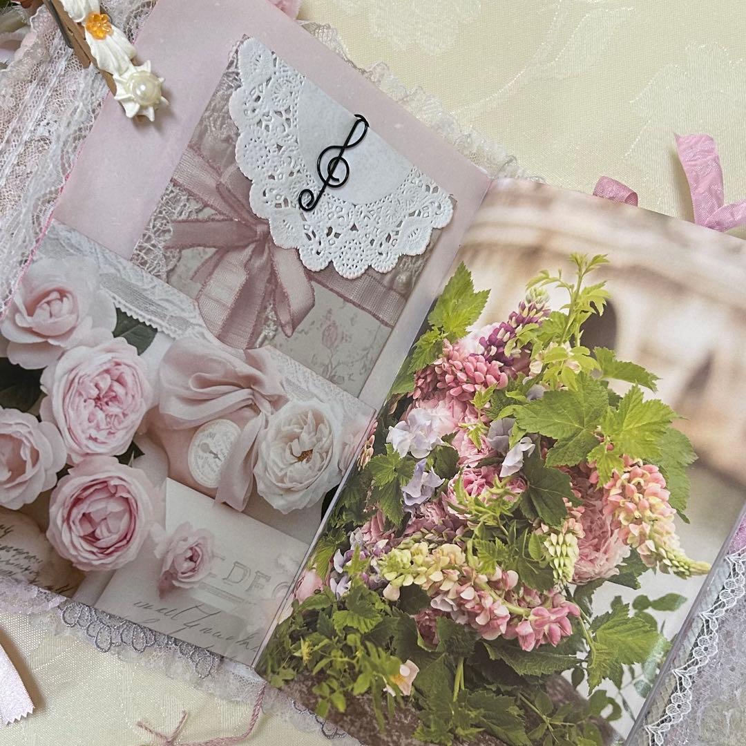 薔薇とレースのジャンクジャーナル・雑記帳　トレペ仕様　shabby rose