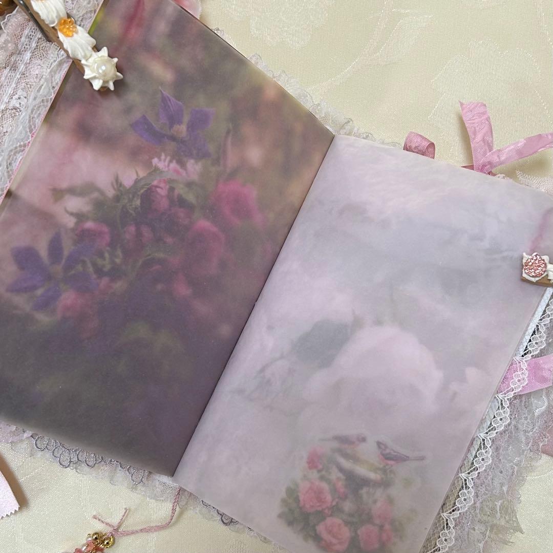 薔薇とレースのジャンクジャーナル・雑記帳　トレペ仕様　shabby rose
