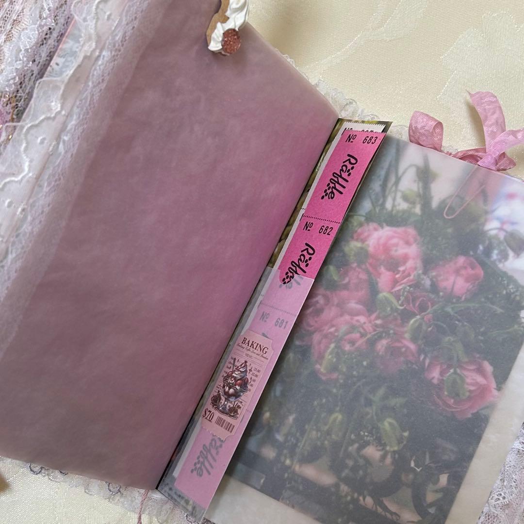薔薇とレースのジャンクジャーナル・雑記帳　トレペ仕様　shabby rose