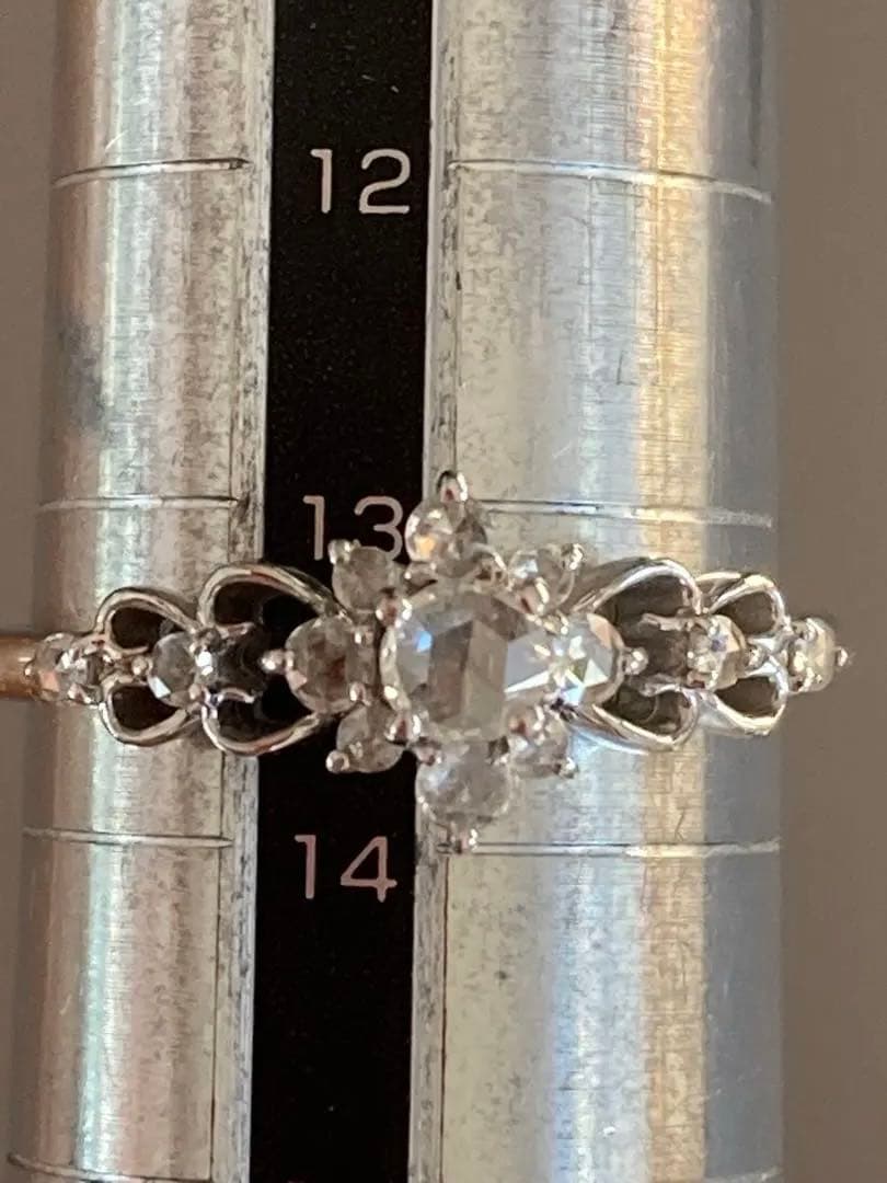 m*l様 ローズカットダイヤモンド透かしリングK18WG 18金ホワイトゴールド