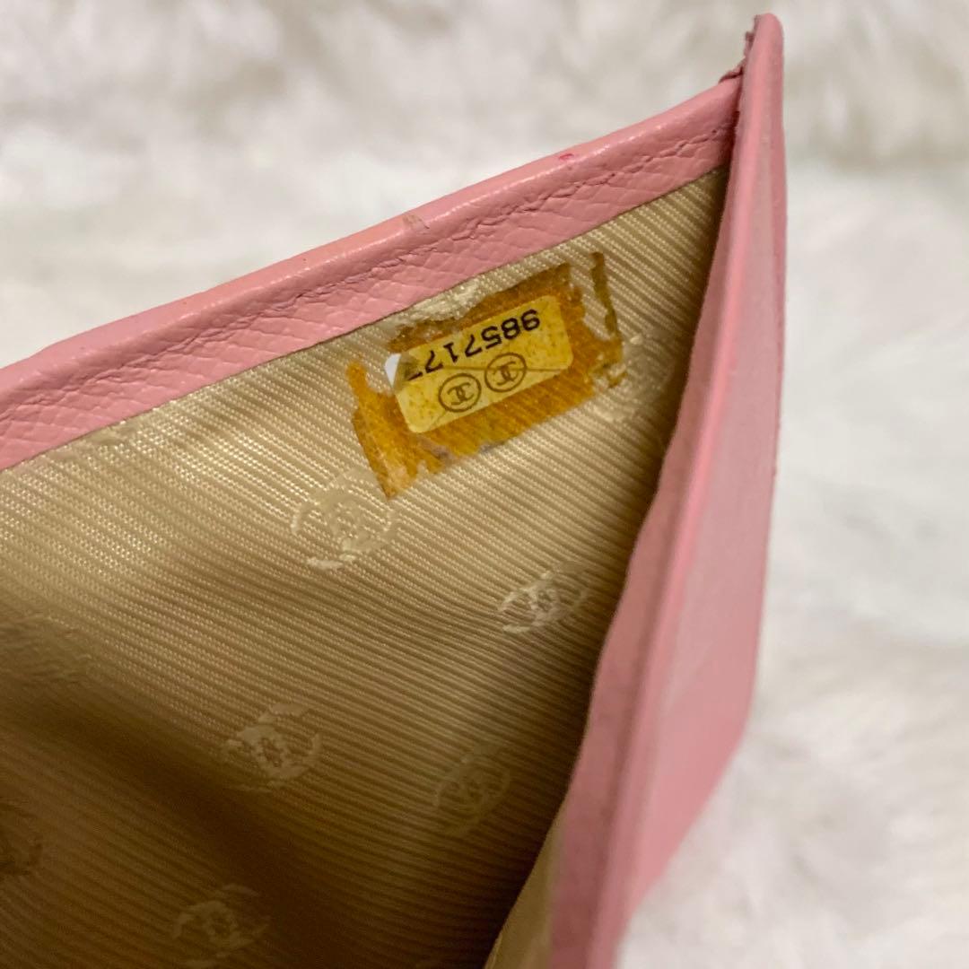 CHANEL 三つ折り ミニ 財布 ココボタン ピンク　レザー ケース