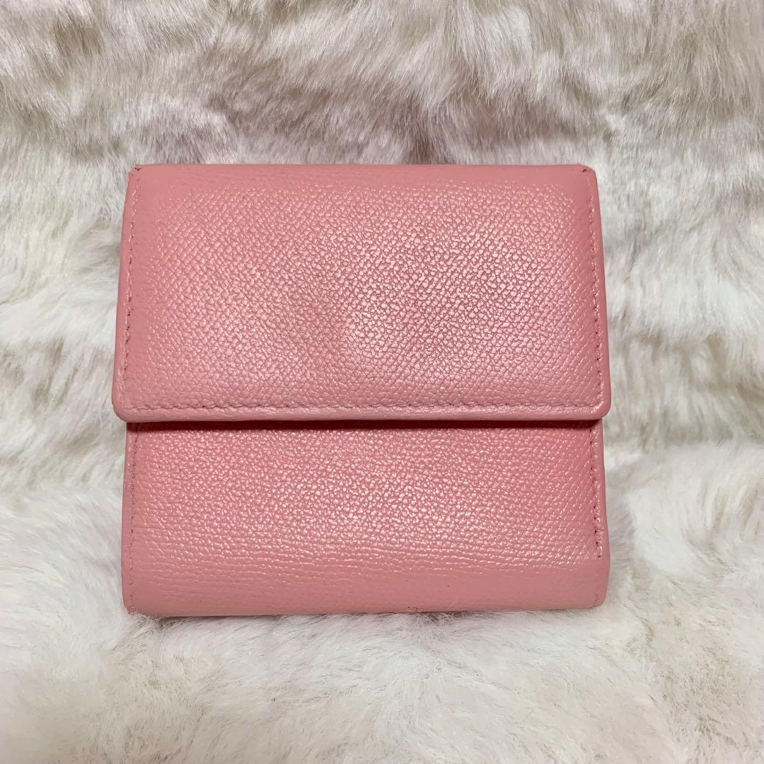 CHANEL 三つ折り ミニ 財布 ココボタン ピンク　レザー ケース