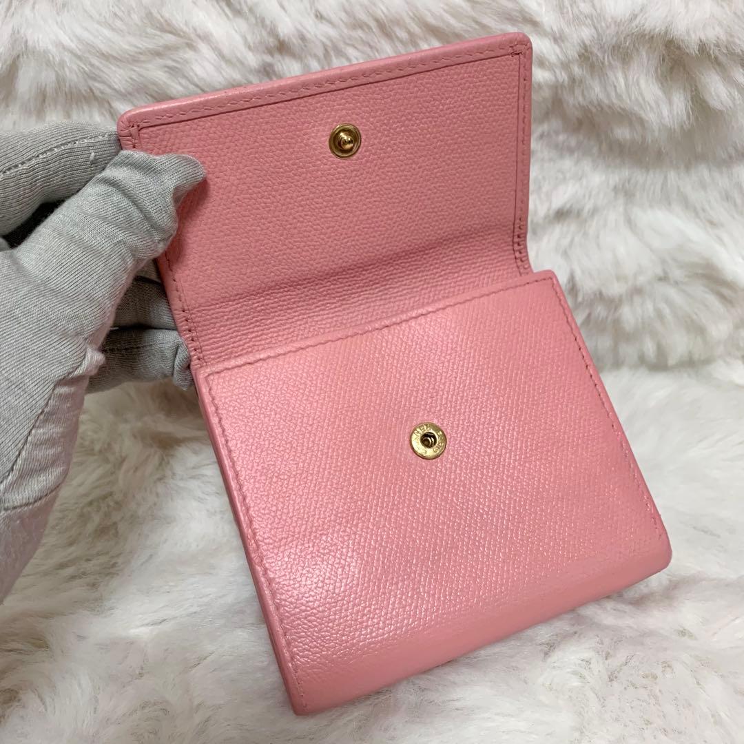CHANEL 三つ折り ミニ 財布 ココボタン ピンク　レザー ケース