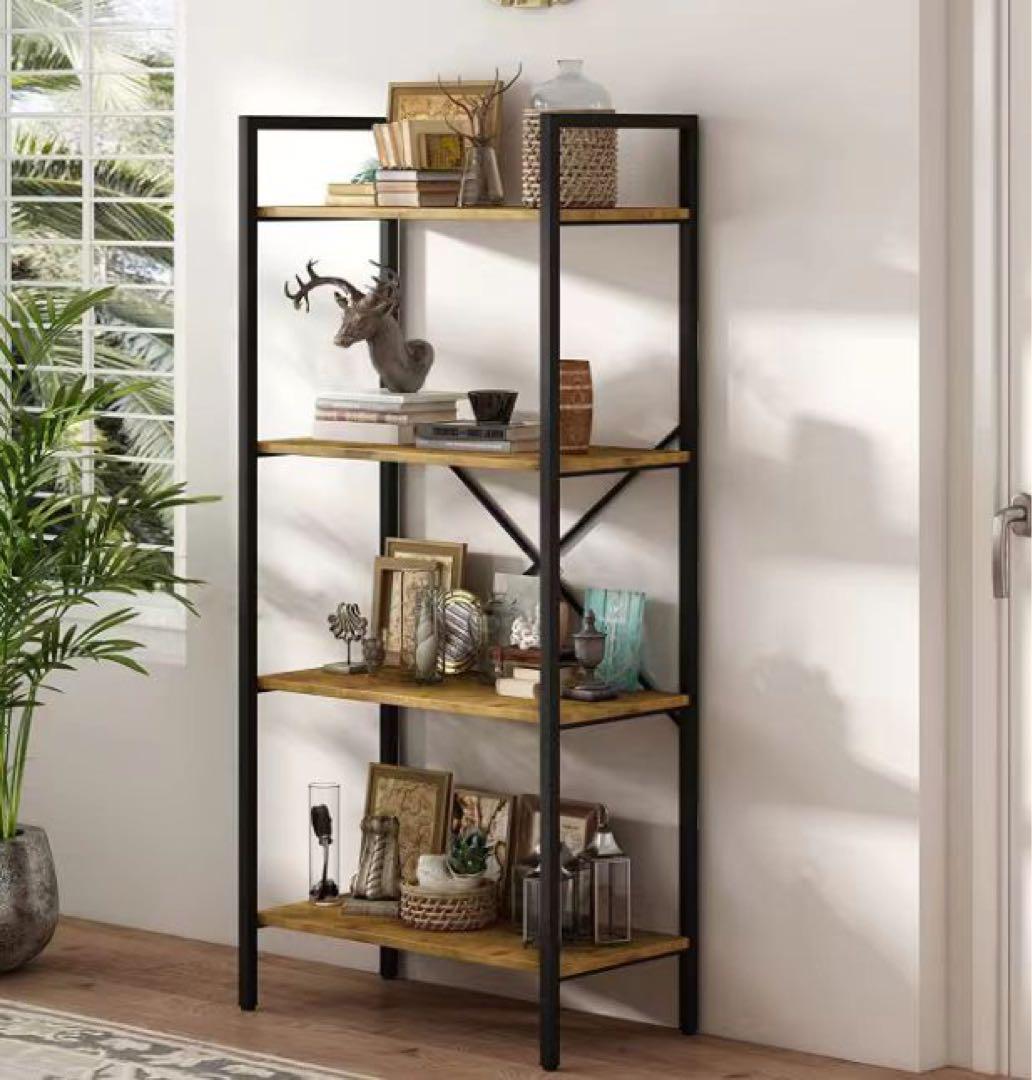 オープンシェルフ 4段 ラック 棚 幅60cm 高さ131cm アイアン