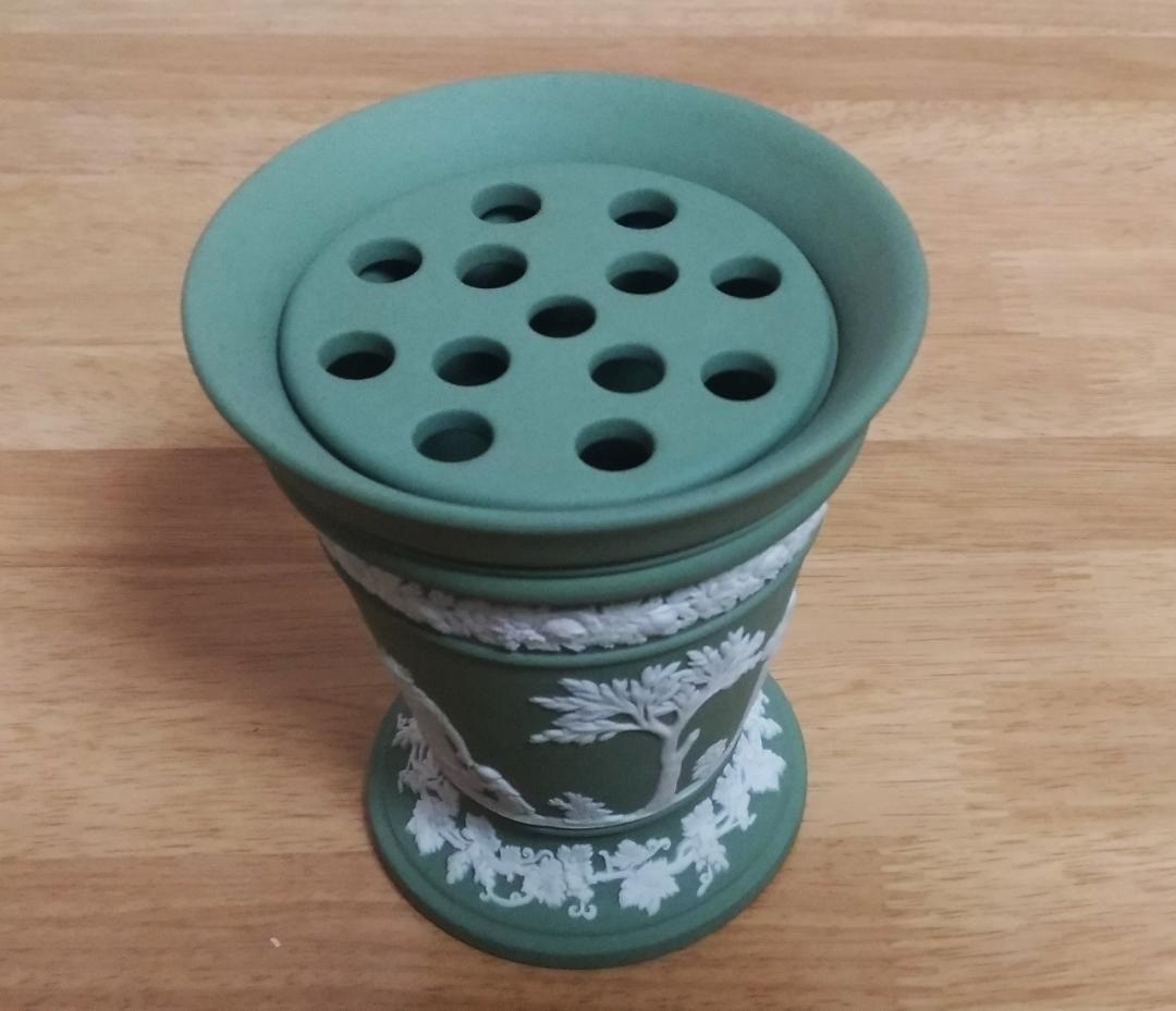 ★ウエッジウッド　ジャスパー　セージグリーン　花瓶　香炉★