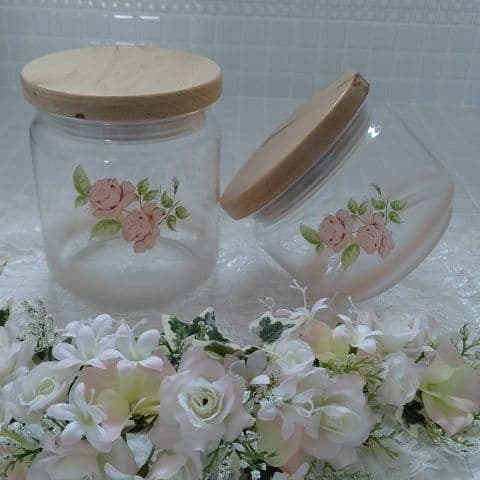 イマン ダイアナローズ 木蓋ガラスキャニスターSMセット