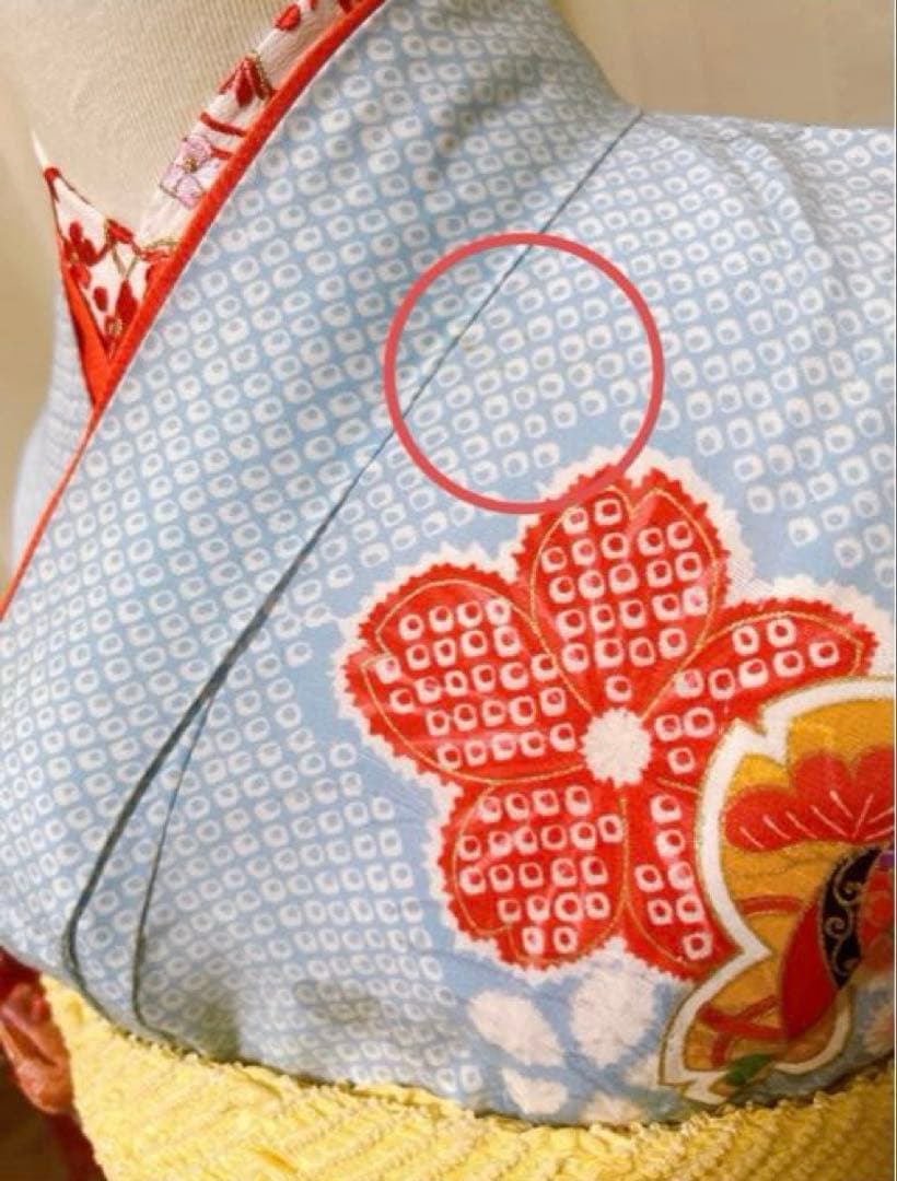 正絹　七五三　7歳　水色　ピンク　女の子　フルセット　一式