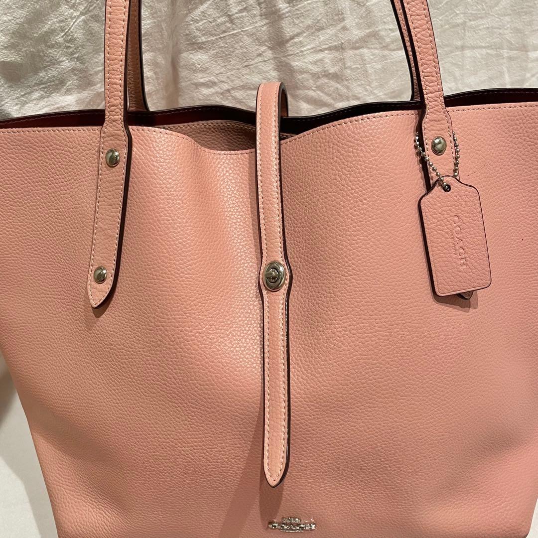 【美品】コーチ 北川景子 着用トートバッグ 本革 黒 A4収納可 大容量　ピンク